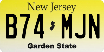 NJ license plate B74MJN