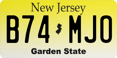 NJ license plate B74MJO