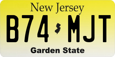 NJ license plate B74MJT