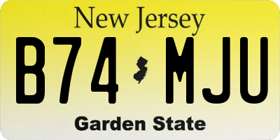 NJ license plate B74MJU