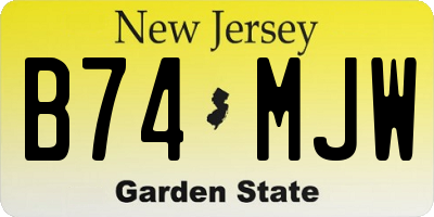 NJ license plate B74MJW