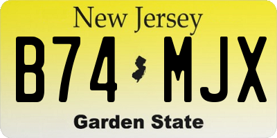 NJ license plate B74MJX