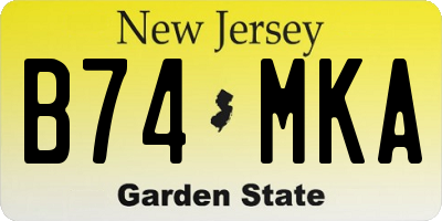 NJ license plate B74MKA