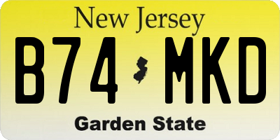 NJ license plate B74MKD