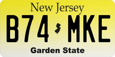 NJ license plate B74MKE