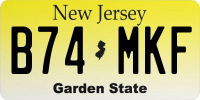 NJ license plate B74MKF