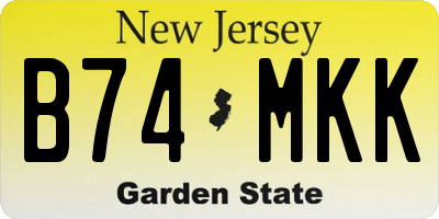 NJ license plate B74MKK
