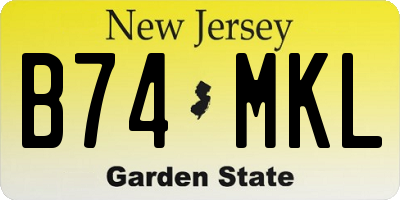 NJ license plate B74MKL