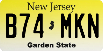 NJ license plate B74MKN