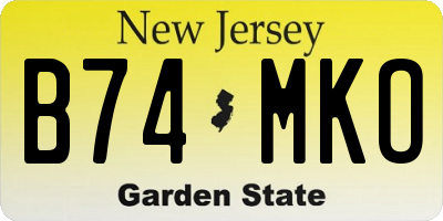 NJ license plate B74MKO