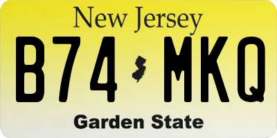 NJ license plate B74MKQ