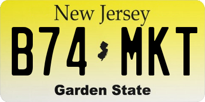 NJ license plate B74MKT