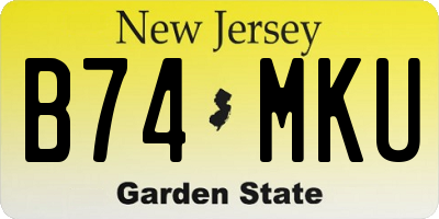 NJ license plate B74MKU