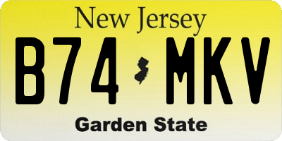 NJ license plate B74MKV