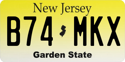 NJ license plate B74MKX
