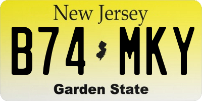 NJ license plate B74MKY