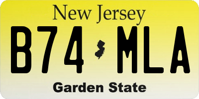 NJ license plate B74MLA