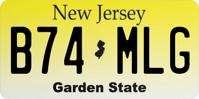 NJ license plate B74MLG