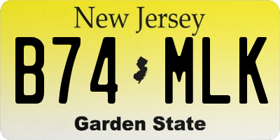 NJ license plate B74MLK