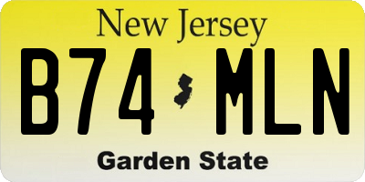 NJ license plate B74MLN
