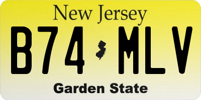 NJ license plate B74MLV