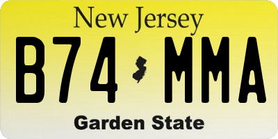 NJ license plate B74MMA