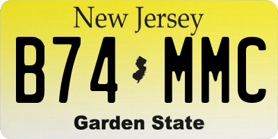 NJ license plate B74MMC