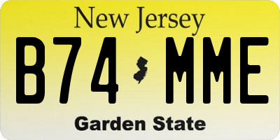 NJ license plate B74MME