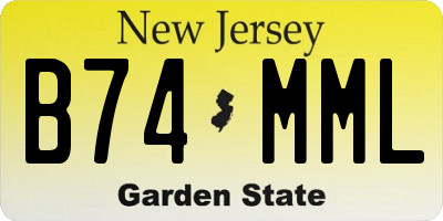 NJ license plate B74MML