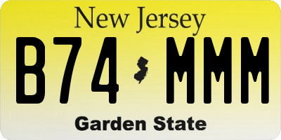 NJ license plate B74MMM