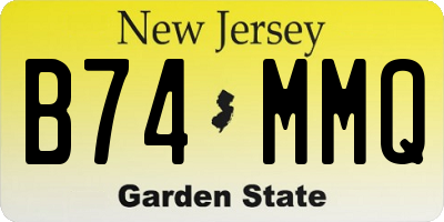 NJ license plate B74MMQ