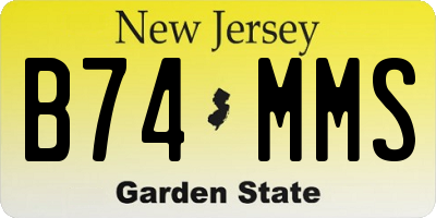 NJ license plate B74MMS
