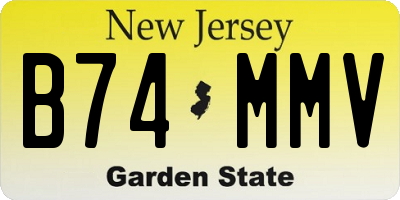 NJ license plate B74MMV