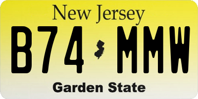 NJ license plate B74MMW
