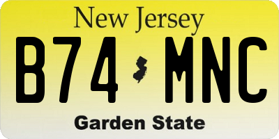 NJ license plate B74MNC