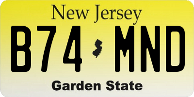 NJ license plate B74MND