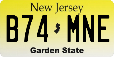 NJ license plate B74MNE