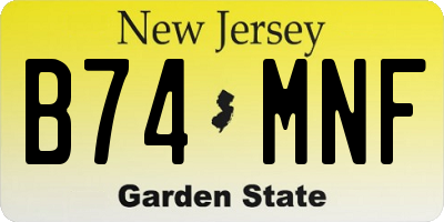NJ license plate B74MNF