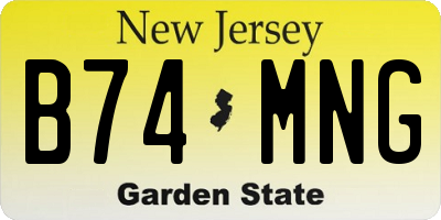 NJ license plate B74MNG