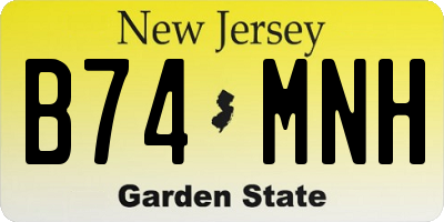 NJ license plate B74MNH