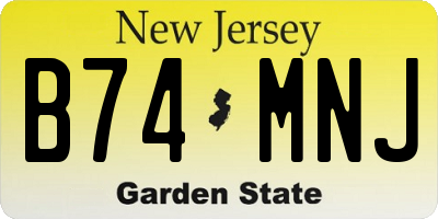 NJ license plate B74MNJ