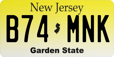 NJ license plate B74MNK