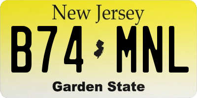 NJ license plate B74MNL