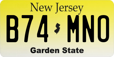 NJ license plate B74MNO