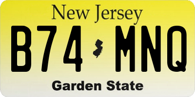 NJ license plate B74MNQ