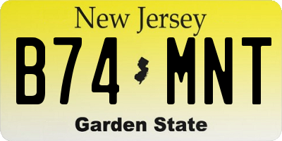 NJ license plate B74MNT