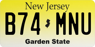 NJ license plate B74MNU