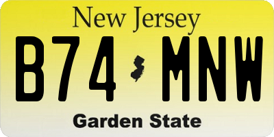 NJ license plate B74MNW