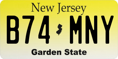 NJ license plate B74MNY