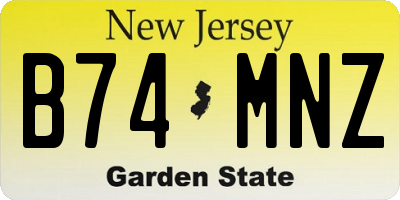 NJ license plate B74MNZ